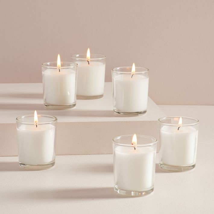 White glass candles